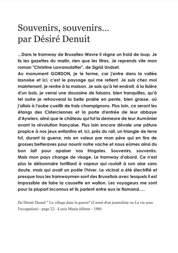 Désiré Denuit - retour au village en tramway